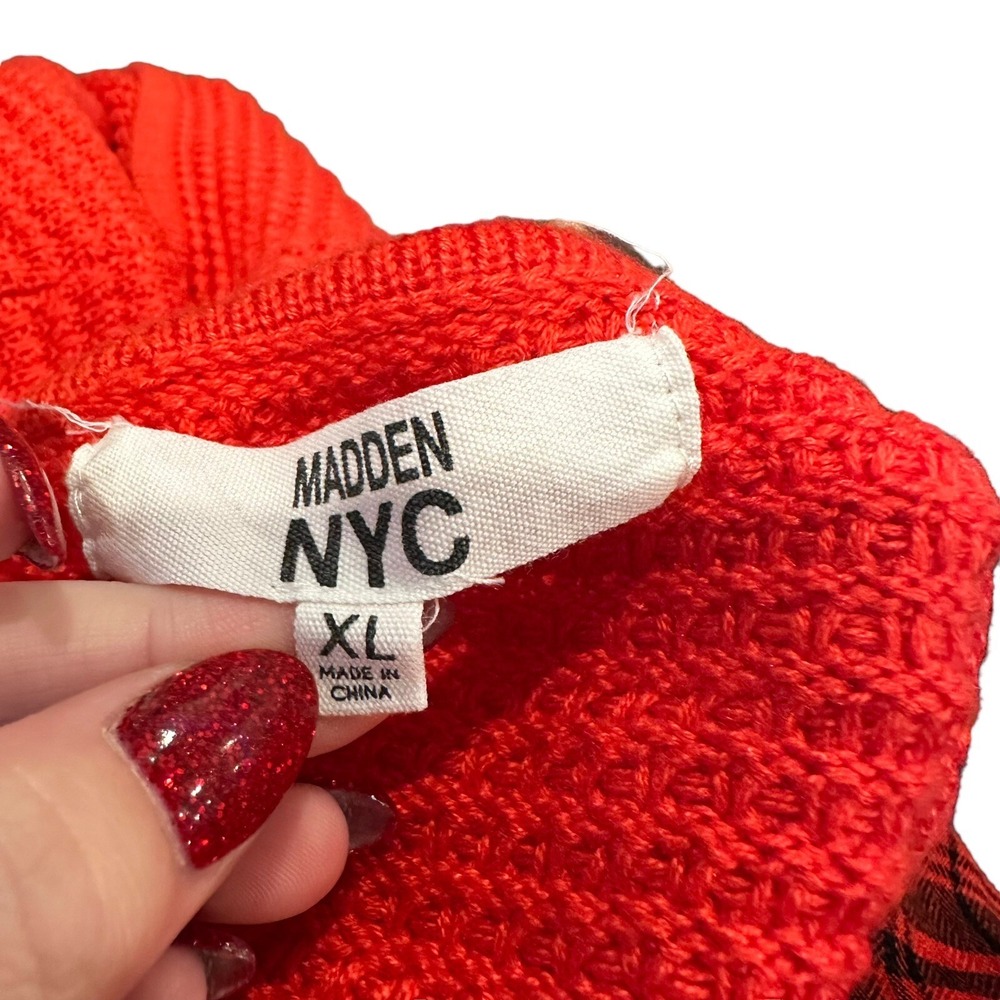 Madden NYC Womens Rainbow Crochet Knit Crop Top‎ Red Heart Ring XL - Picture 5 of 9